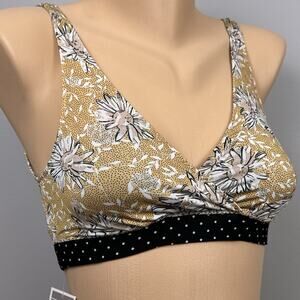 New Majamas The Daily Bra Small Daffy No Pads V-Neck Crossover Wirefree USA Made